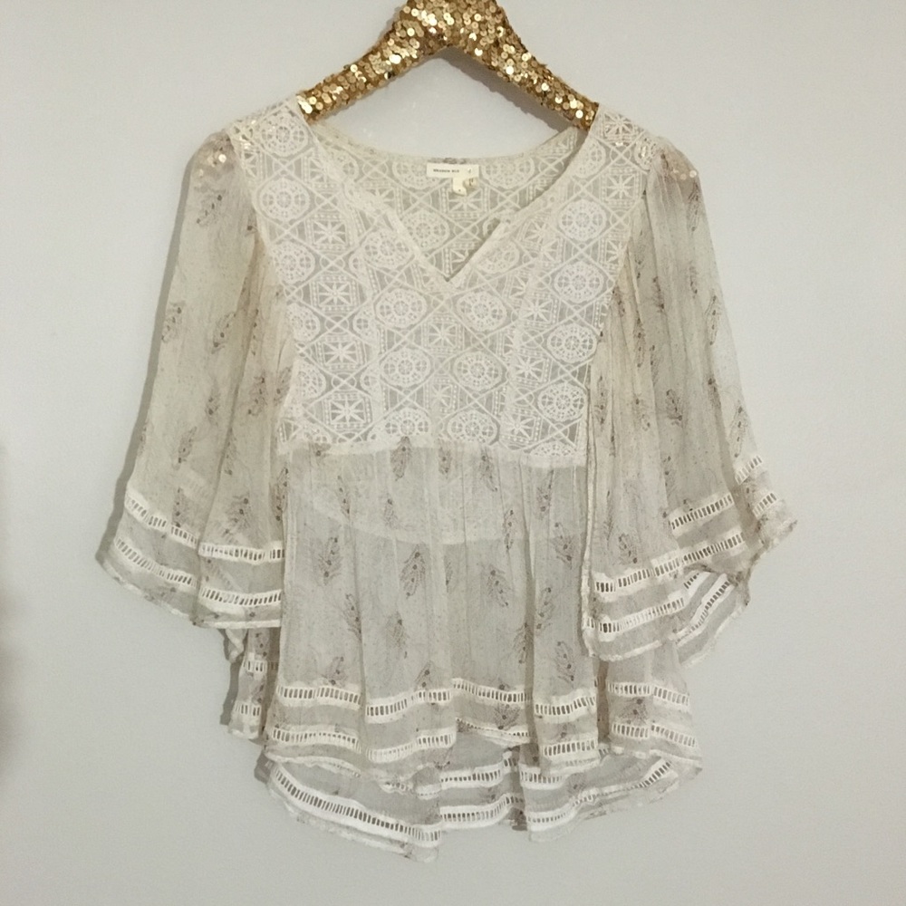 Anthropologie meadow rue Aries silk peasant blouse Small - Picture 4 of 7